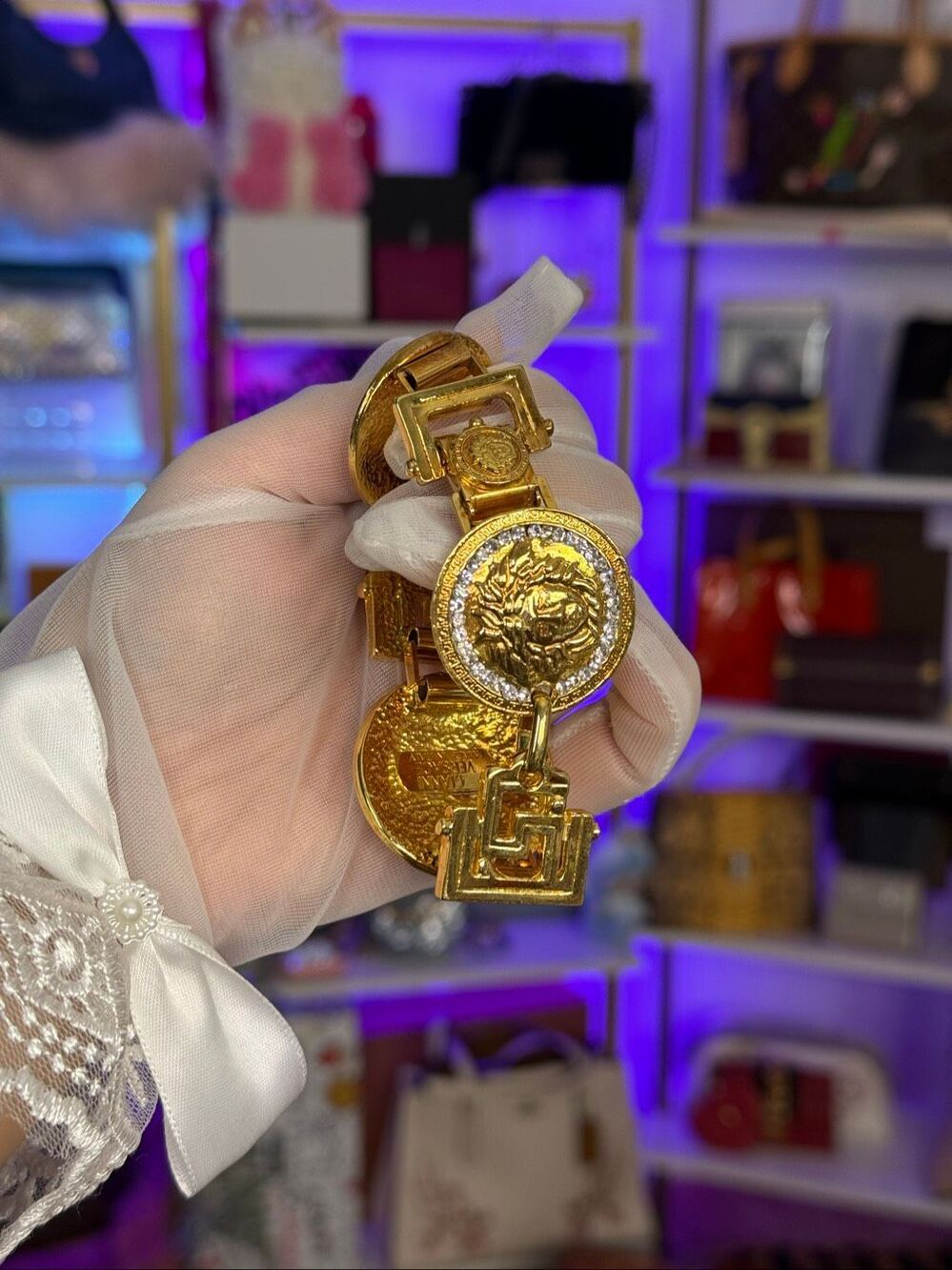 Vintage Gianni Versace Gold Plated Medusa Head Bracelet